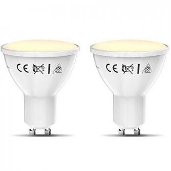 B.K.Licht I Juego de 2 LED GU10 Wi-Fi Lamp I 5.5 Watt I 350 Lumen I 2.700K Blanco cálido I Regulable I Aplicación Control de voz Alexa Google Home I iOS y Android I Bombilla inteligente