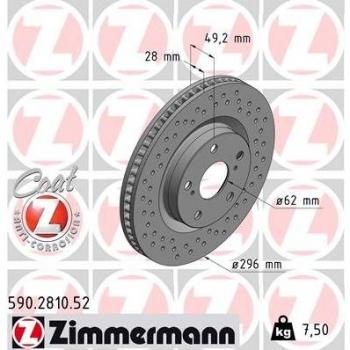 Disco de freno ZIMMERMANN 590.2810.52