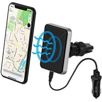 Soporte Magnético para Smartphone XLayer 215770 - Carga Inductiva, Montaje en Aire Acondicionado, Negro