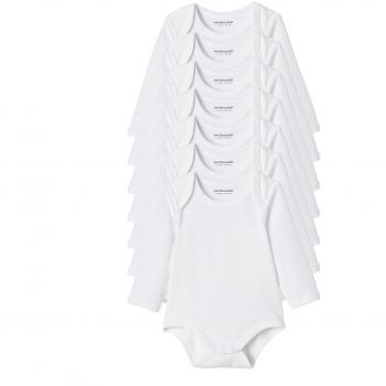 VERTBAUDET Lote de 7 bodies blancos de manga larga Blanco Medio Liso 6M - 67CM