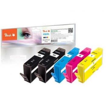Pack de 5 Tintenpatronas Peach Reacondicionadas Compatibles con HP No. 364XL (2 Negro, Cian, Magenta, Amarillo)