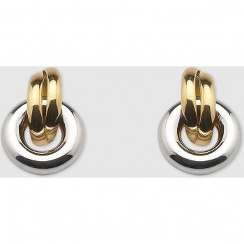 Pendientes de oro bicolor con detalles en plata y circonitas
