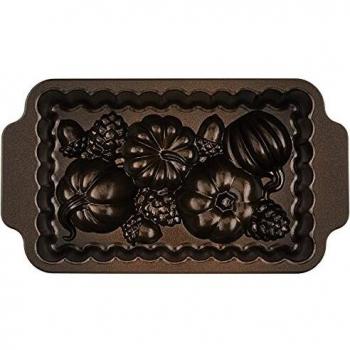 Molde para Pan de Cosecha Nordic Ware - 3 Cavidades, Acabado Bronce, Ideal para Repostería Otoñal