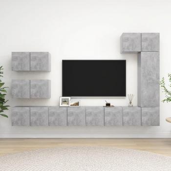 Set de muebles para salón TV 8 piezas madera ingeniería gris hormigón