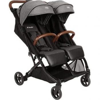 Carro gemelar X-Double Doble Gris 2022, apto hasta 44 kg, plegable y compacto