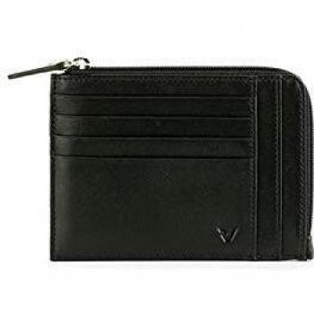 Portadocumentos plano con cremallera de piel Roncato Pascal 12.5x10x1 cm Negro