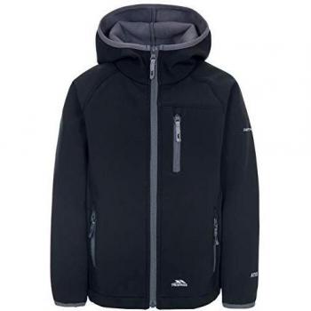 Trespass Kian Softshell - Chaqueta con Capucha para niños, Not Applicable, Kian, Infantil, Color Negro, tamaño 7/8