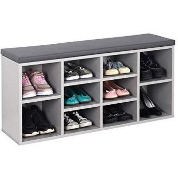 RICOO Banco Zapatero con Asiento 104 x 49 x 30 cm Mueble recibidor Gris – Organizador Zapatos WM033-PL-A