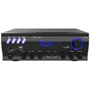 Wiibo Opera 30 - Amplificador HiFi - Conexión Bluetooth - Potencia 30W + 30W - 2 Entradas de Micrófono - Para Karaoke - Reproductor USB/SD/MP3 - Mando a Distancia - Radio FM - Equipo de Sonido
