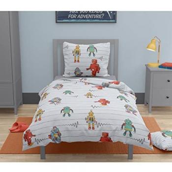 Juego de funda nórdica Roupillon Vintage Toys 140 x 200 cm 2 Piezas 100% Algodón Gris Claro