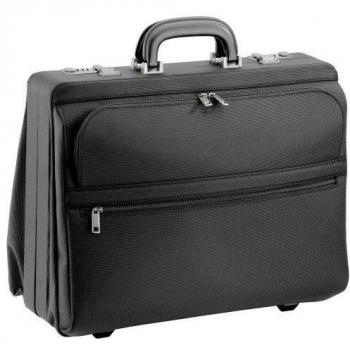 Maletín de Negocios D&N Tradition de Nylon 45 cm con Fachada Frontal y Compartimento para Laptop, Color Negro