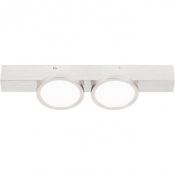 Plafón de techo Lucande Kellino, 2 luces, color níquel, moderno, hecho de metal para salón y comedor, con dos llamas GU10