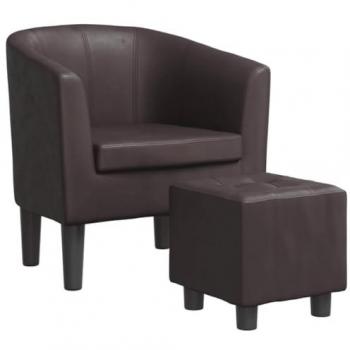 Sillón de cabina con reposapiés en cuero sintético marrón, butaca de relax para salón, oficina y dormitorio