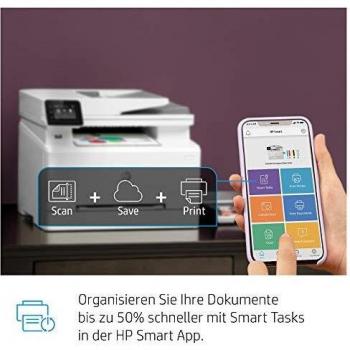 HP Color LaserJet Pro MFP M283fdw 7KW75A, Impresora Láser Color Multifunción, Imprime, Escanea, Copia y Fax, Wi-Fi, Ethernet, USB 2.0 alta velocidad, Host USB, HP Smart App, Pantalla Táctil, Blanca
