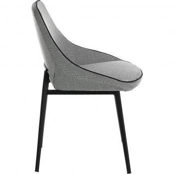 Silla de comedor Angel Cerda 4082C, tela gris con ribetes negros, dimensiones 52 x 56 x 80 cm