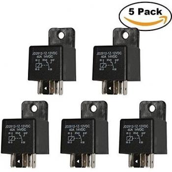 Ehdis 5 Piezas Relé para Coche 5 Pin 12V 40A Spdt Modelo No .: JD2912-1Z-12VDC 40A 14VDC, Contactor Interruptores de Arranque, 5 Paquetes