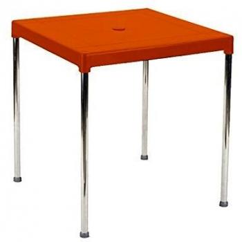 Garden Life 4026-07 Tablero de Resina y Patas Aluminio, Naranja, 70x70x13 cm