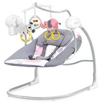 Kinderkraft Columpio Bebé Minky, Mecedora, 3 Velocidades, Hasta 9 Kg, Rosa