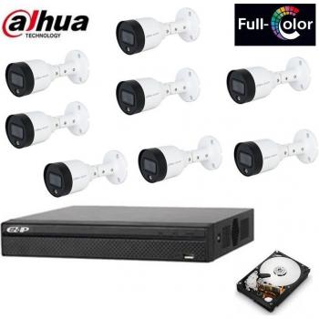 Kit de Videovigilancia IP PoE 2 MPX Dahua con 8 Cámaras Full Color HD y Disco Duro de 1 TB