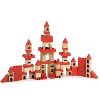 Miniland-Stacking Castle, Juego de construcción ecológica certificada, Castillo de Madera Color