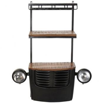 Botellero DKD Home Decor Coche Madera de acacia Hierro Gris oscuro 83 x 30 x 104 cm