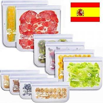 Korins Bolsas de Silicona Reutilizables,10 Piezas Bolsas Congelar Reutilizable,Bolsas Reutilizables para Almacenamiento de Alimentos para Fruta Sándwiches Verduras,1.5mm Súper Grueso Sello Sin BPA