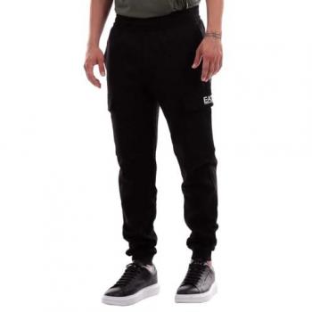 EA7 Emporio Armani Men's Black Core Fleece Cargo Joggers