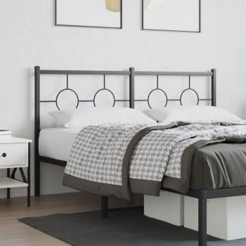 Cabecero de metal negro 160 cm Vidaxl Negro con estructura metálica, acabado en color negro, diseño moderno, dimensiones de 160 cm de ancho, compatible con colchones de tamaño matrimonial