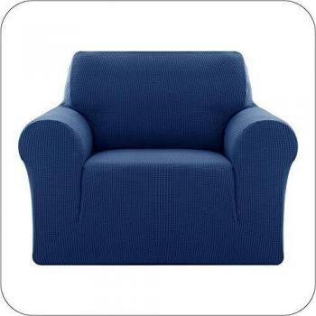 Amazon Brand - Umi Fundas para Sofa 1 Plaza Funda Sofa Ajustable Elasticas Anti Gatos Funda Protectora para Salon Azul