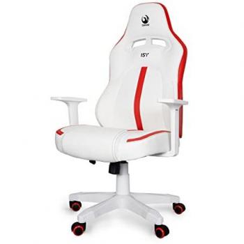 Silla Gaming Ergonómica Blanca y Roja Premium Universalblue - Altura Ajustable, Reposabrazos y 5 Ruedas para Mayor Movilidad
