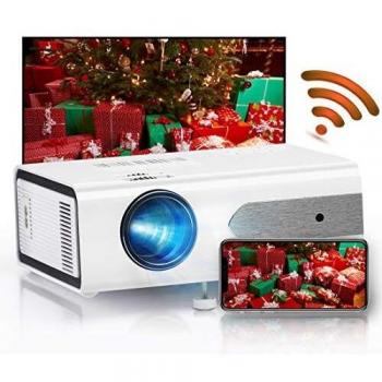 HOLLYWTOP Proyector Cine en Casa , Mini Video Proyector Portatil Mejorado de 4200 Lúmenes con Pantalla de 180'' máx, 60000 Horas de Vida útil de la Lámpara, Ayudas 1080P USB/ HDMI/ SD/ AV/ VGA - EU