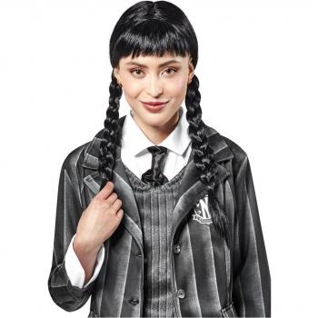 Peluca Adulto Wednesday con Trenzas y Flequillo - Serie de TV Miércoles - Rubies 160097