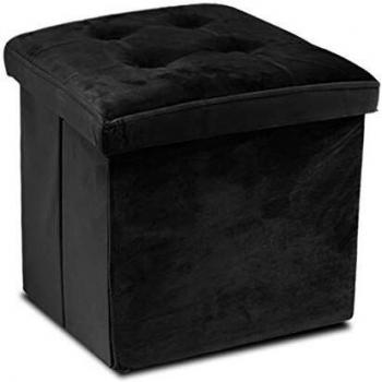 GreaTool Taburete Plegable, Pack 2 Unidades, Reposapiés Cuadrado, Puff Almacenaje Cuadrado con Tapa, 38 X 38 X 38CM Negro