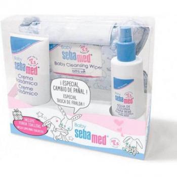 Sebamed Baby Canastilla Cambio de Pañal Unisex con Toallitas (72 unidades), Crema Balsámica (200 ml) y Agua de Colonia (250 ml)