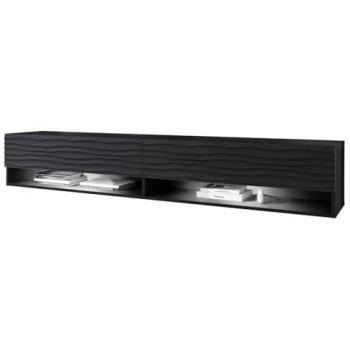 Mesa de TV Sarasota 119 con LED, Negro y Grafito, 180 x 30 x 33 cm, 2 puertas