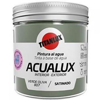 Titanlux Acualux pintura acrílica multiadherente Satinado Verde Oliva 75 ml