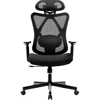 BASETBL Silla de Escritorio, Malla, Metal y Poliuretano, Negro, Large