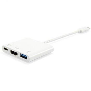 EQUIP Adaptador 3en1 USB-C A HDMI/USB 3.0 / USB-C M/H Blanco 133461