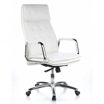 hjh OFFICE 600922 Sillón de Oficina Villa 20 Cuero Crema, Silla giratoria, Alto Respaldo con apoyacabezas, cómodo
