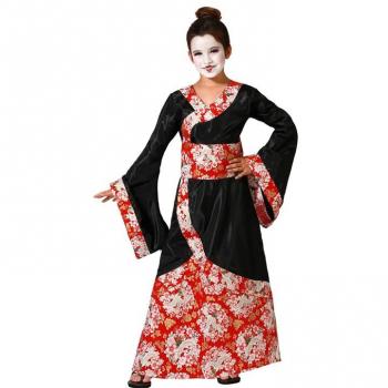 Atosa Disfraz de Geisha clásica negro y rojo para niña