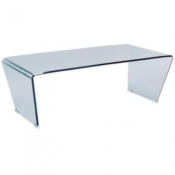 Mesa de centro SUZANA - Cristal templado curvado - Transparente - Diseño moderno