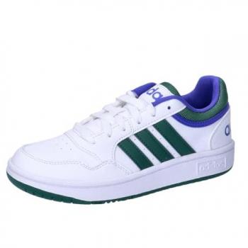 Zapatillas Adidas Hoops 3.0 Low para Niños - Color Blanco y Verde, Talla 38.5