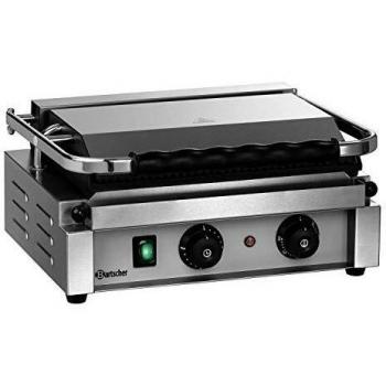 Grill de Contact Panini-T 1GR Bartscher, 2.2 kW, Placas Lisas y Rayadas, 41.5x40.5x20.5 cm