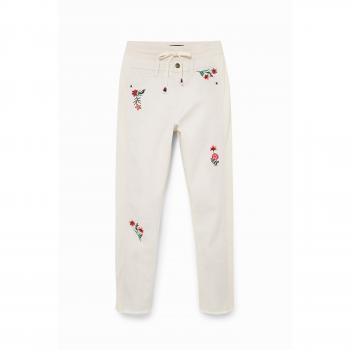 Pantalones Florales de Mujer Desigual Lita - Vaqueros Blancos