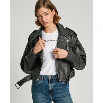 Chaqueta Pepe Jeans Mujer Amalia Negra - Cazadora de mujer biker con cuello solapa