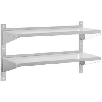 Estantería de pared 2 estantes 100x40x60cm Acero inoxidable plateado