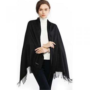 RIIQIICHY Mujer Cachemira Bufanda Pashmina Chal Negro Invierno Cálida Grande Larga Suave Manta para Mujeres