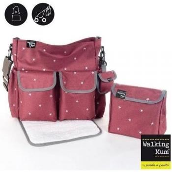 Walking Mum - Bolsa canastilla, color burdeos