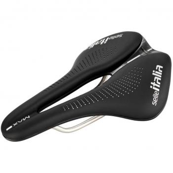 Selle Italia Sillín Max Novus Evo Boost Ti316 Superflow negro gris con tecnología Superflow, rieles de titanio TI 316, diseño ergonómico, acolchado ligero y sistema de ventilación