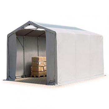 Carpa Industrial 4x6 m con Claraboya, PVC 850 N Impermeable, Gris - Altura Lateral de 3 m y Puerta con Cremallera